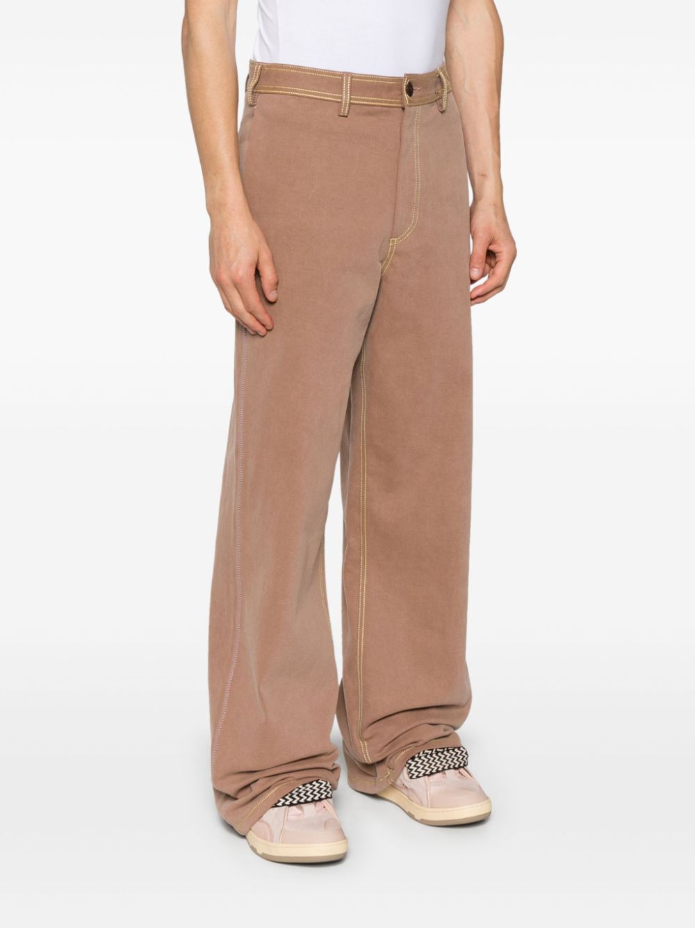 Marni contrast-stitching straight-leg trousers Men