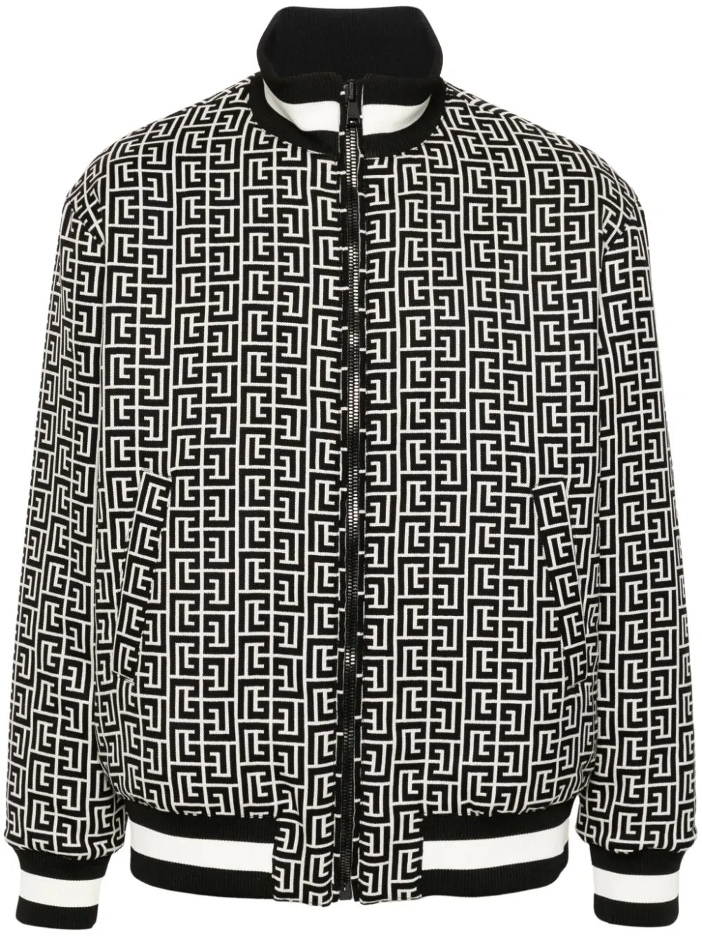 Balmain Reversible Monogrammed Bomber Jacket In Black