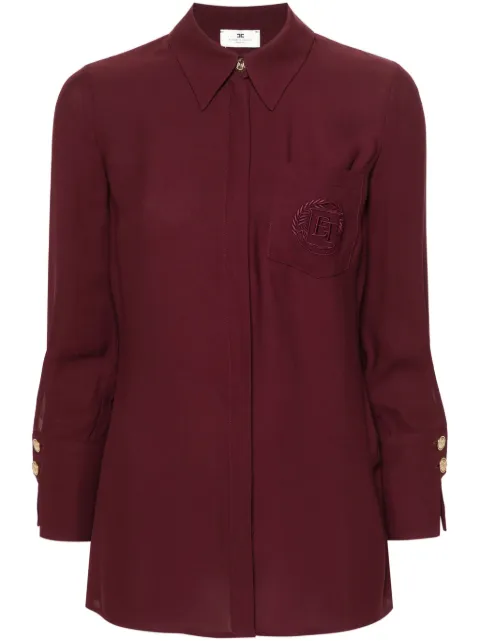 Elisabetta Franchi logo-embroidered crepe shirt