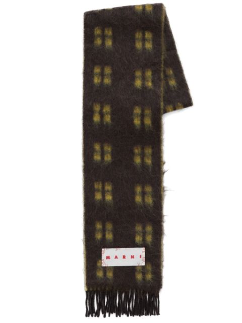 Marni logo-patch alpaca wool-blend scarf Men