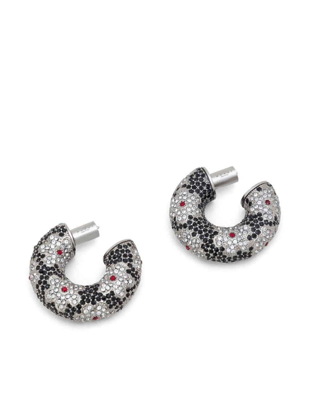 Shop Marni Swarovski Crystal Embellished Hoop Earrings In Silver