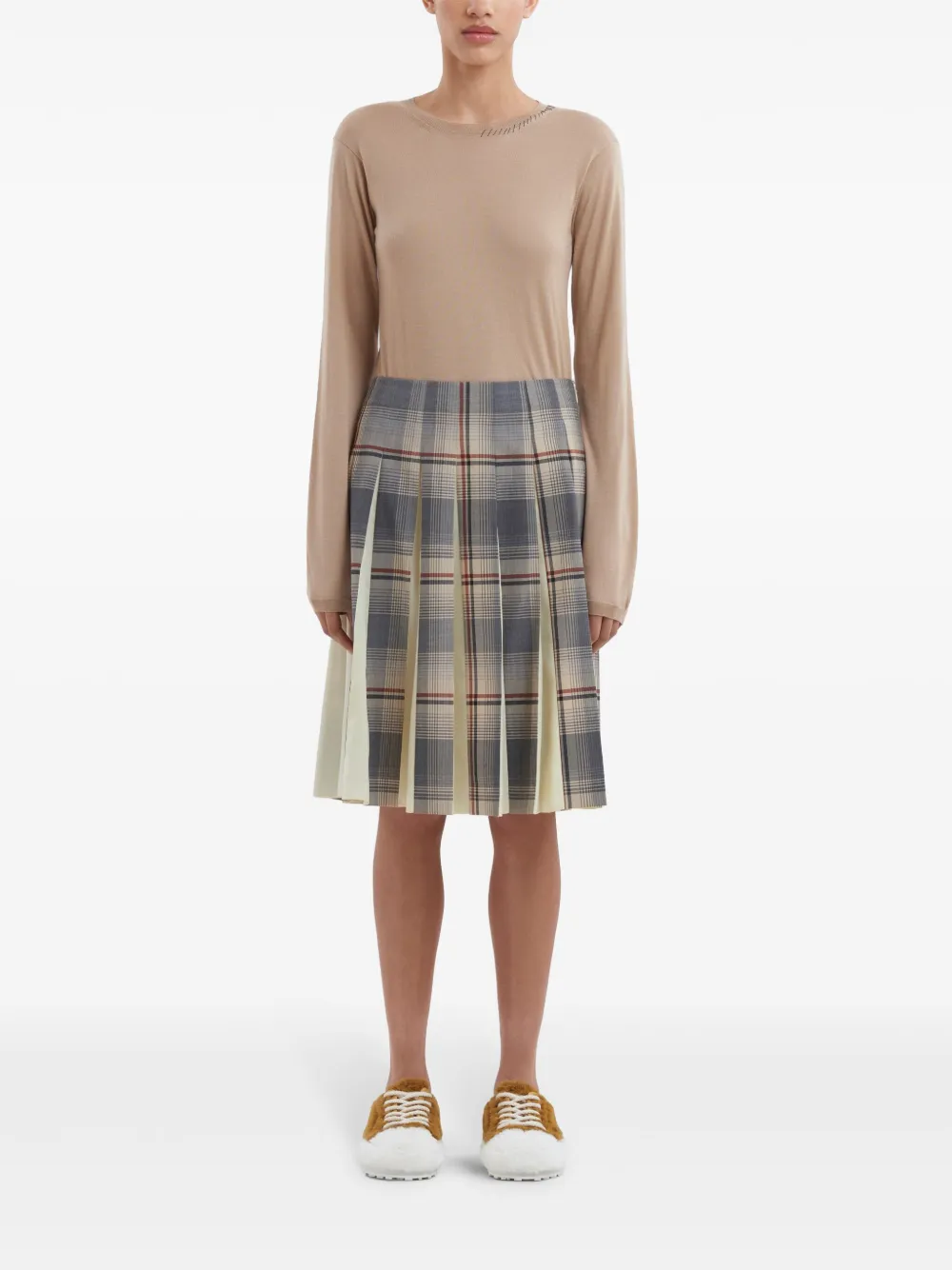 Affordable Marni plaid-pattern pleated midi skirt Women
