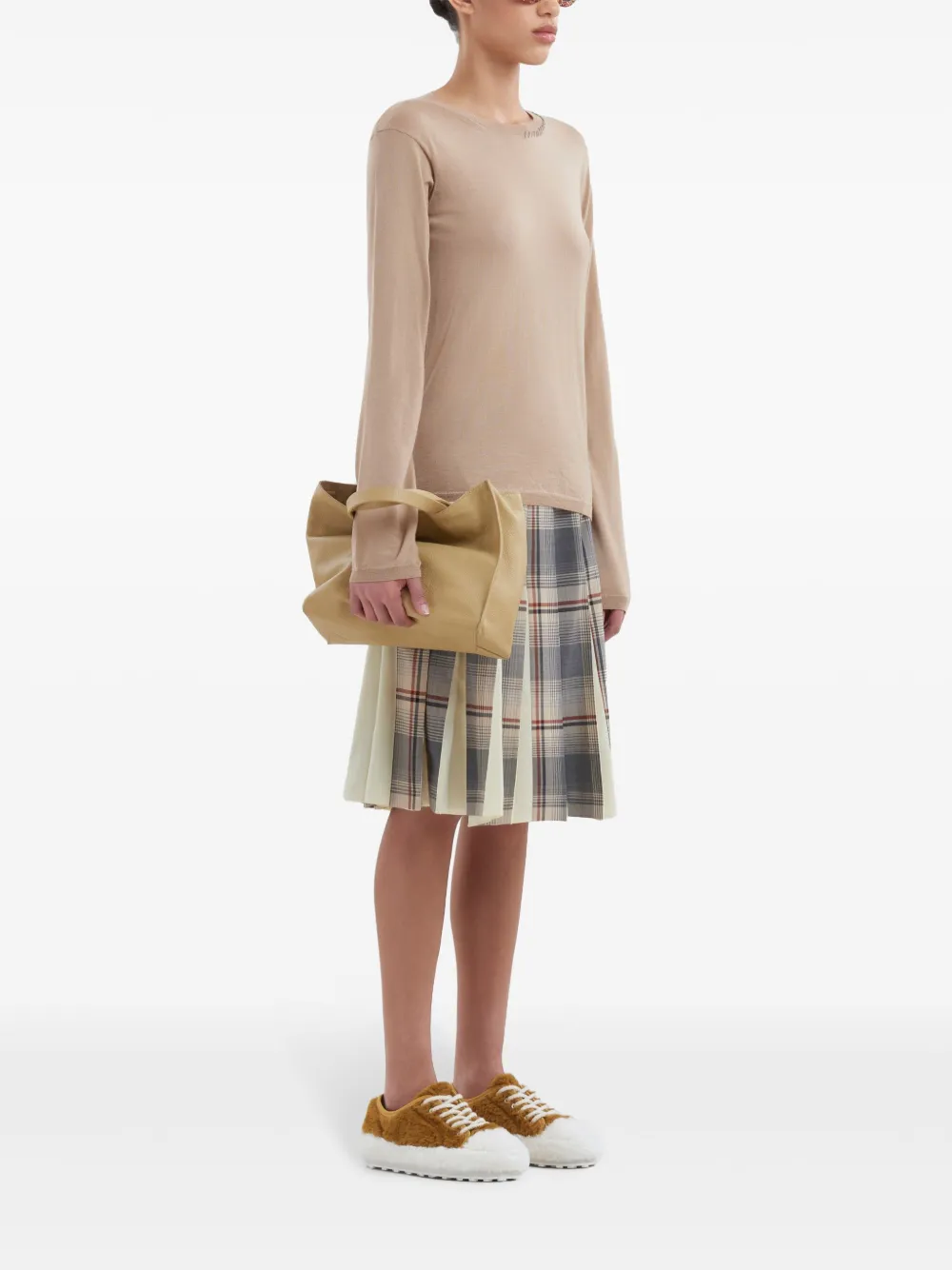 Affordable Marni plaid-pattern pleated midi skirt Women