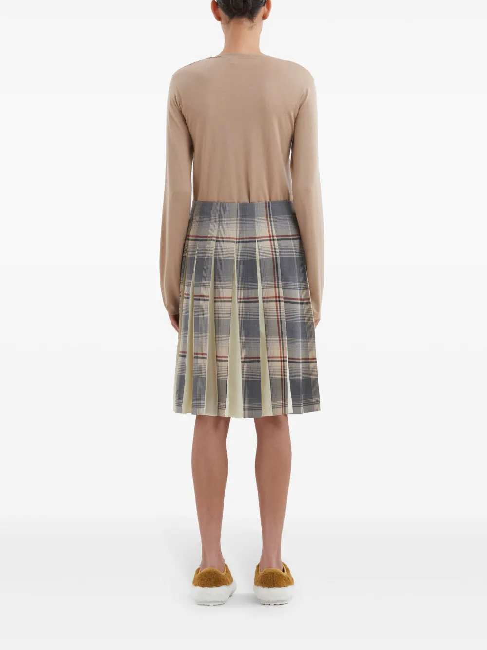 Affordable Marni plaid-pattern pleated midi skirt Women