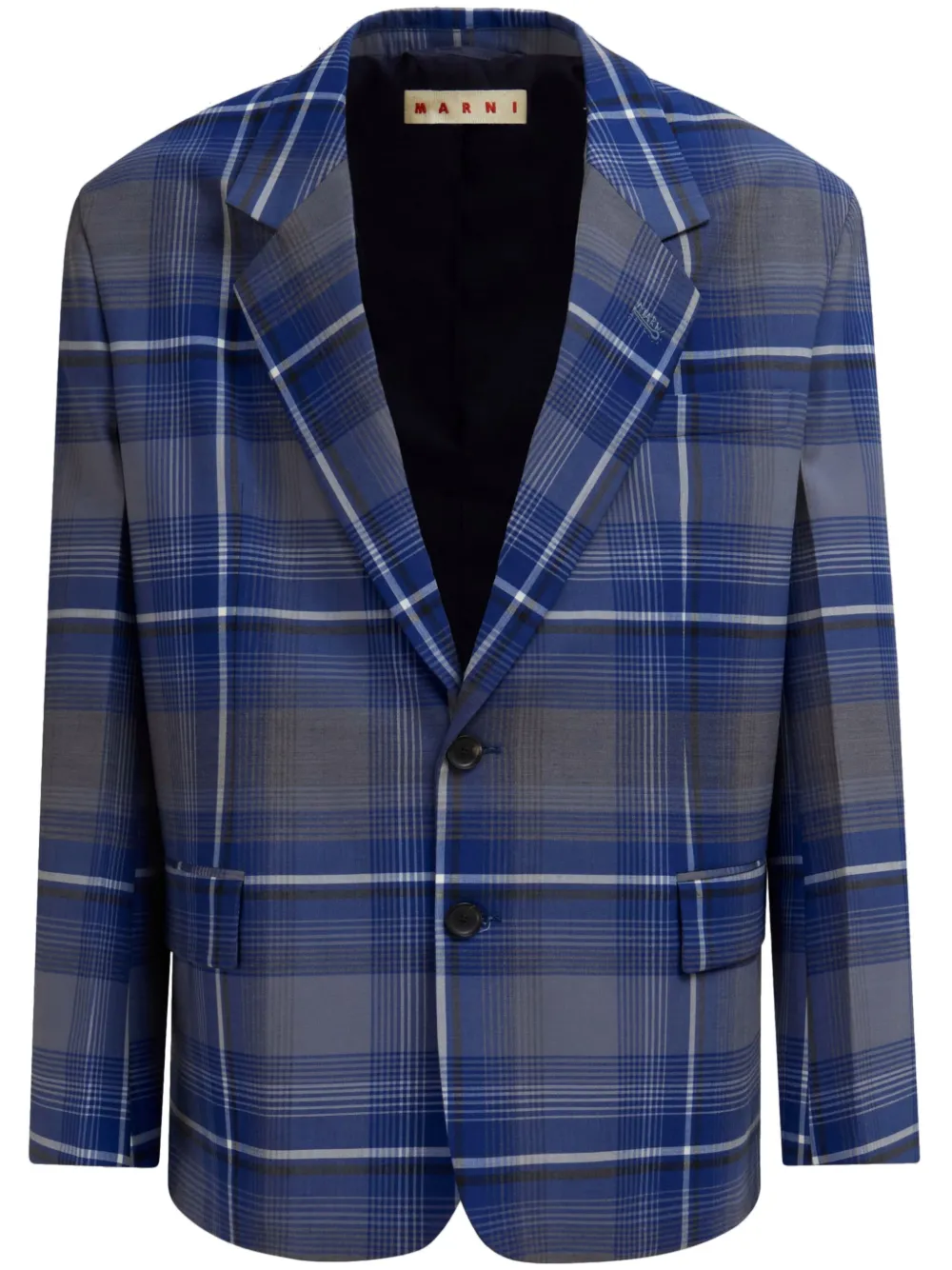 Marni logo-embroidered plaid blazer Men