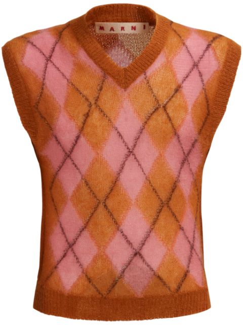 Marni argyle-intarsia V-neck vest Men