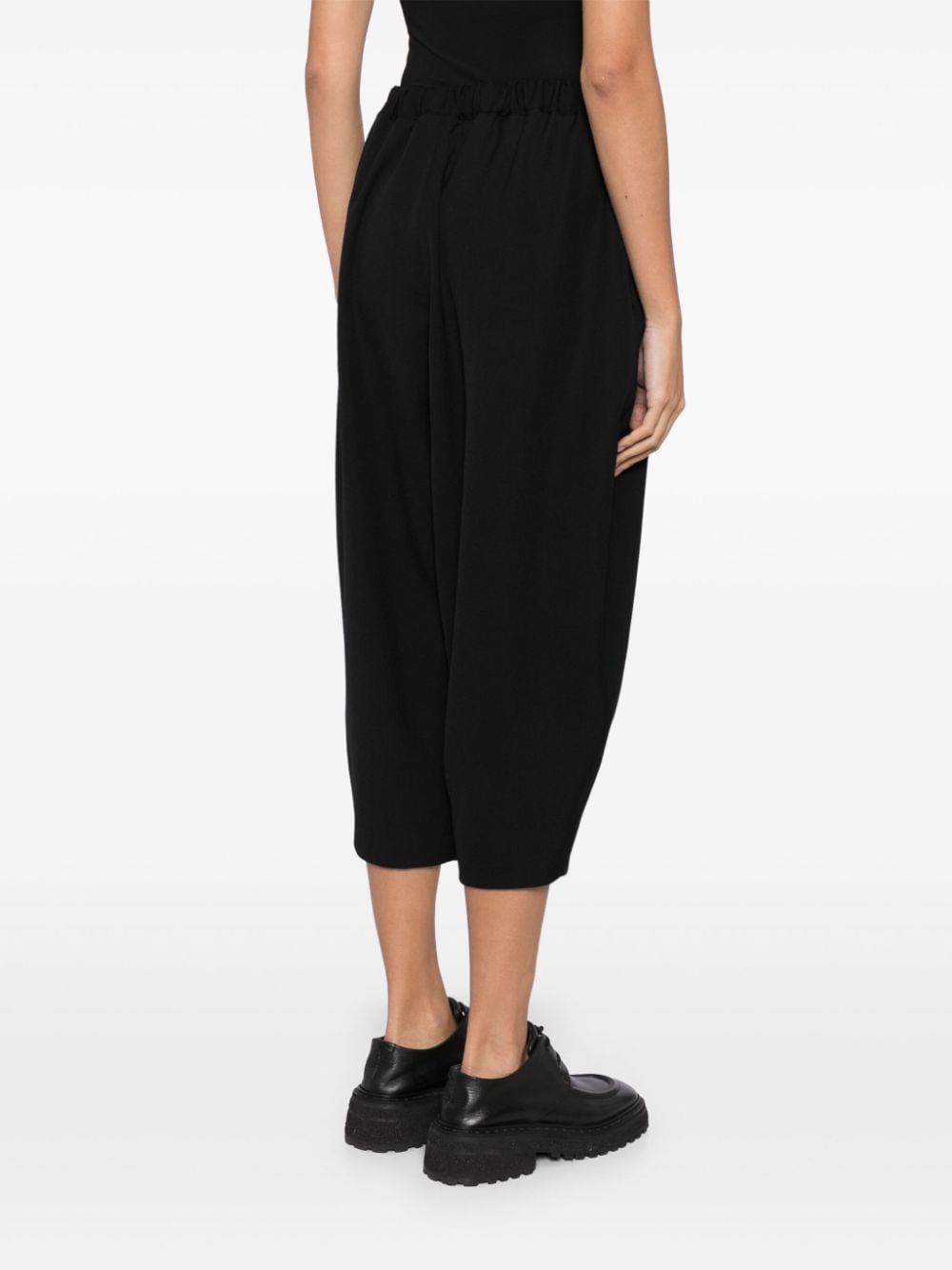 Shop Comme Des Garçons Cotton Cropped Tapered Trousers In Black