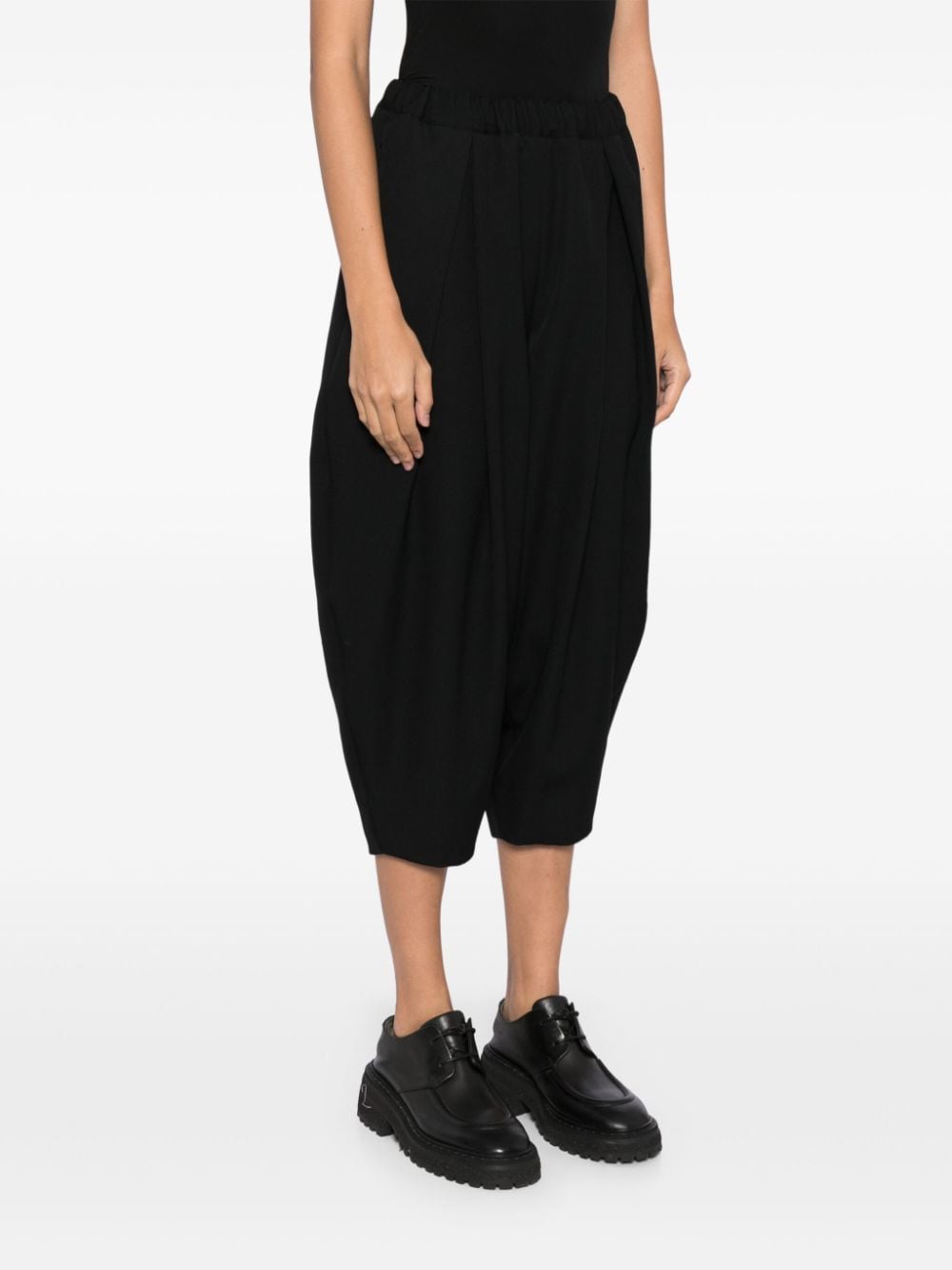 Shop Comme Des Garçons Cotton Cropped Tapered Trousers In Black