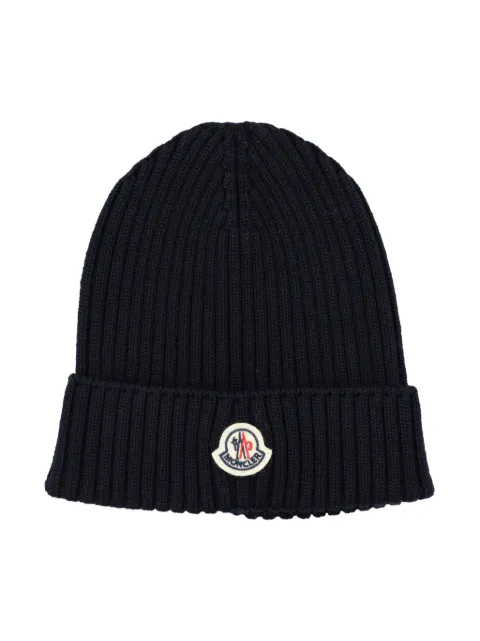 Moncler Enfant logo patch ribbed beanie hat