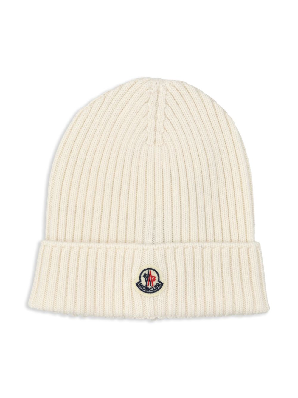 Moncler Enfant logo patch wool beanie - White