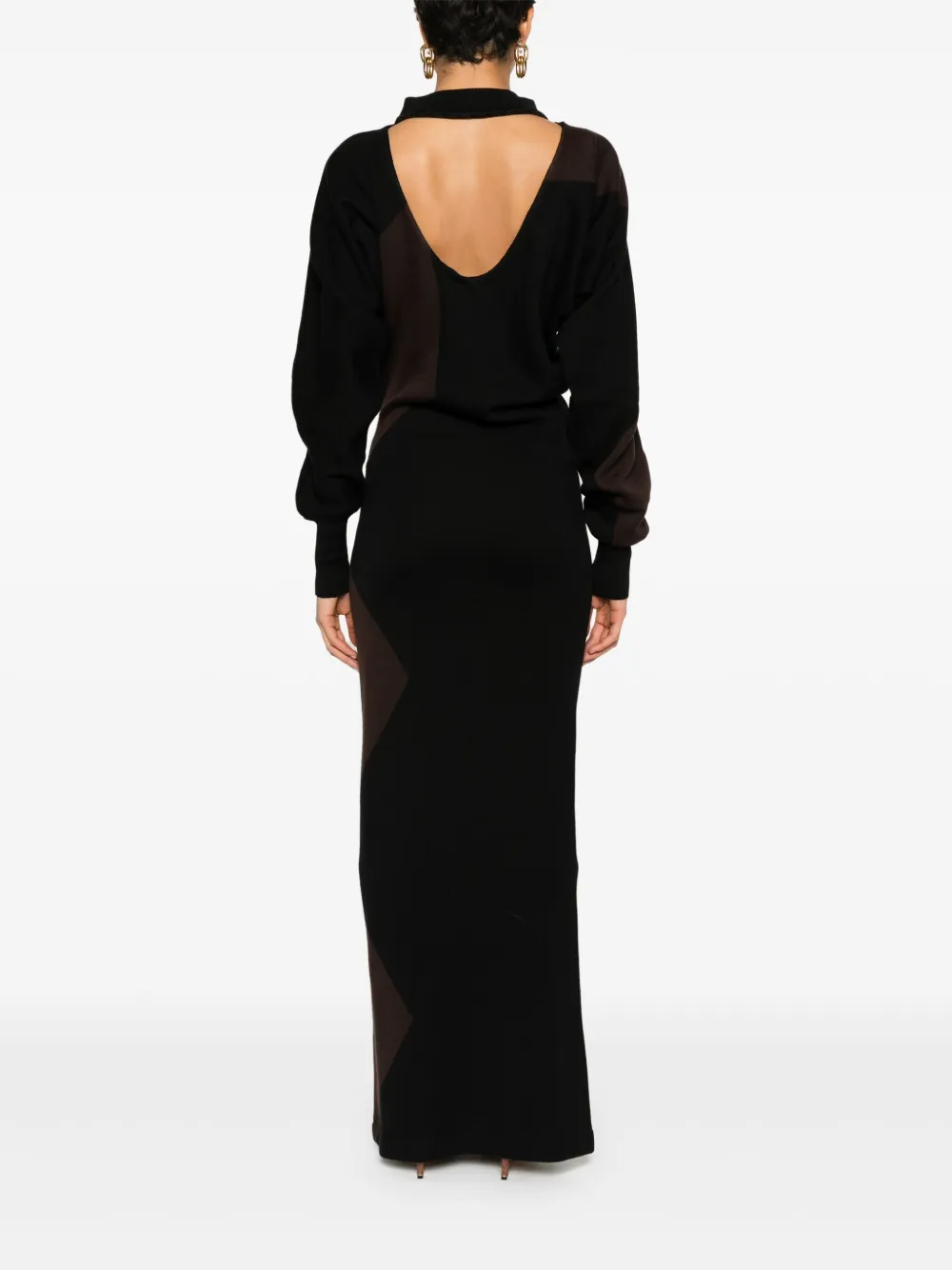 Philosophy Di Lorenzo Serafini Gebreide maxi-jurk met diepe ronde rug Zwart