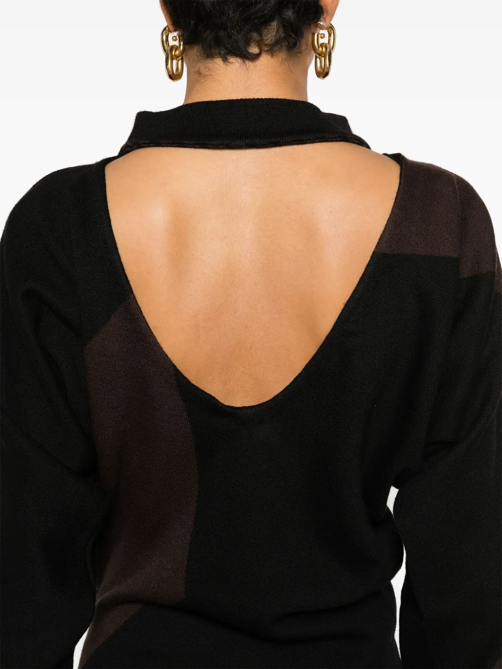 Philosophy Di Lorenzo Serafini Gebreide maxi-jurk met diepe ronde rug Zwart