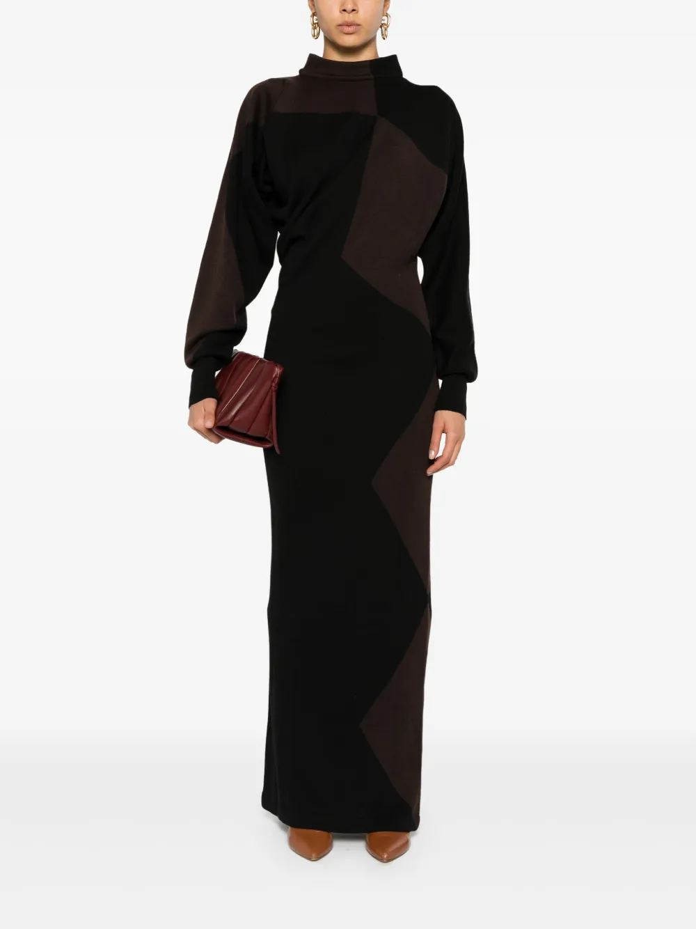 Philosophy Di Lorenzo Serafini Gebreide maxi-jurk met diepe ronde rug - Zwart