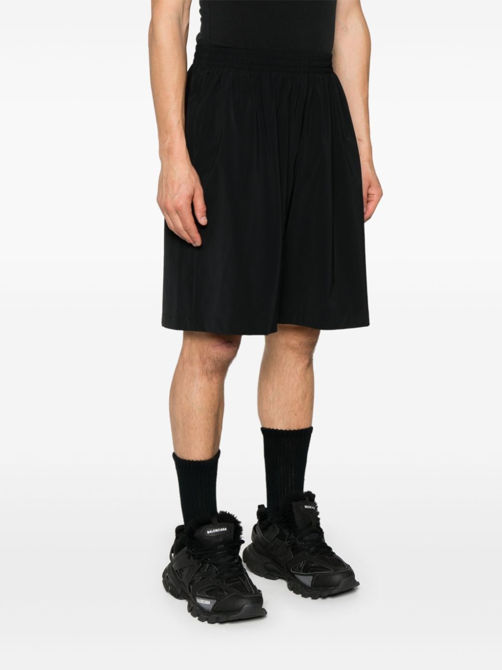 Shop Balenciaga Logo-print Track Shorts In Black