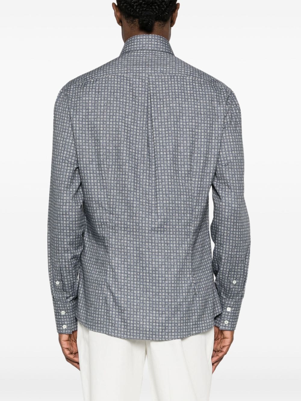 Shop Brunello Cucinelli Graphic-print Cotton Shirt In Blau