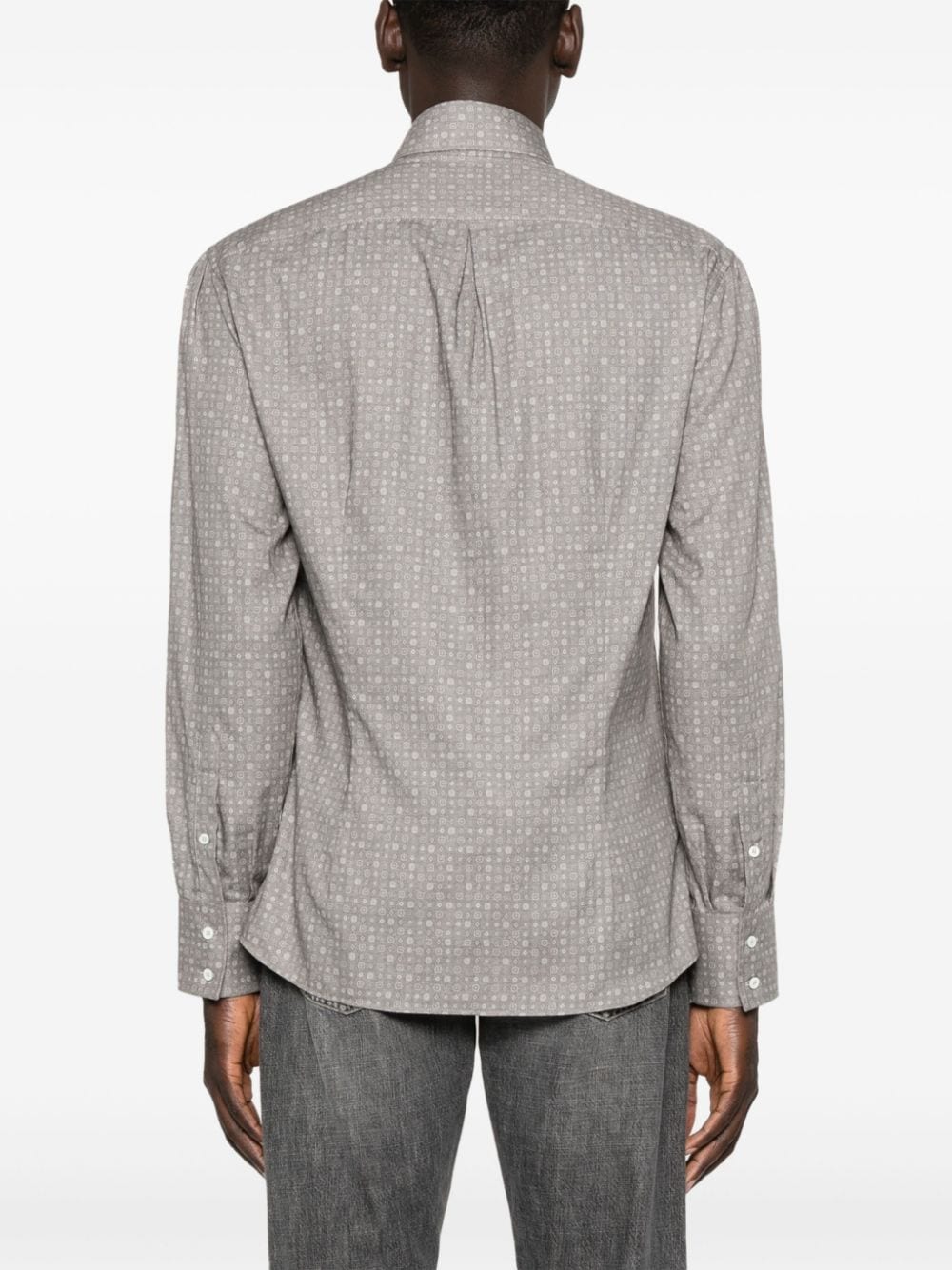 Shop Brunello Cucinelli Graphic-print Cotton Shirt In Grau