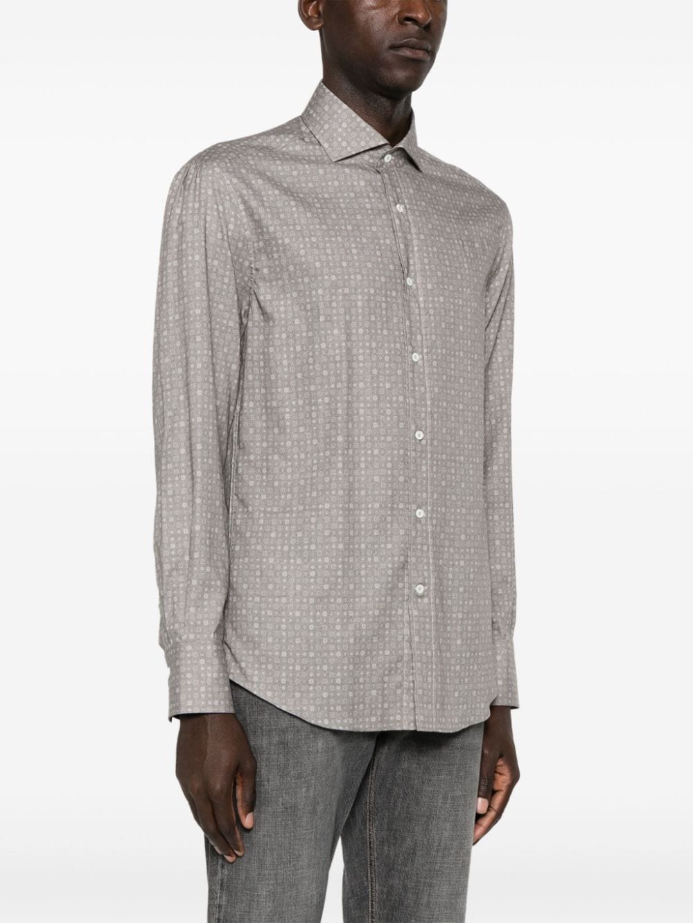 Shop Brunello Cucinelli Graphic-print Cotton Shirt In Grau