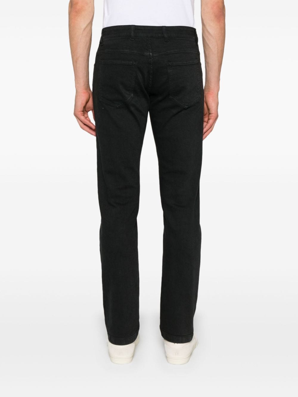 Shop Eleventy Low-rise Tapered Jeans In Black