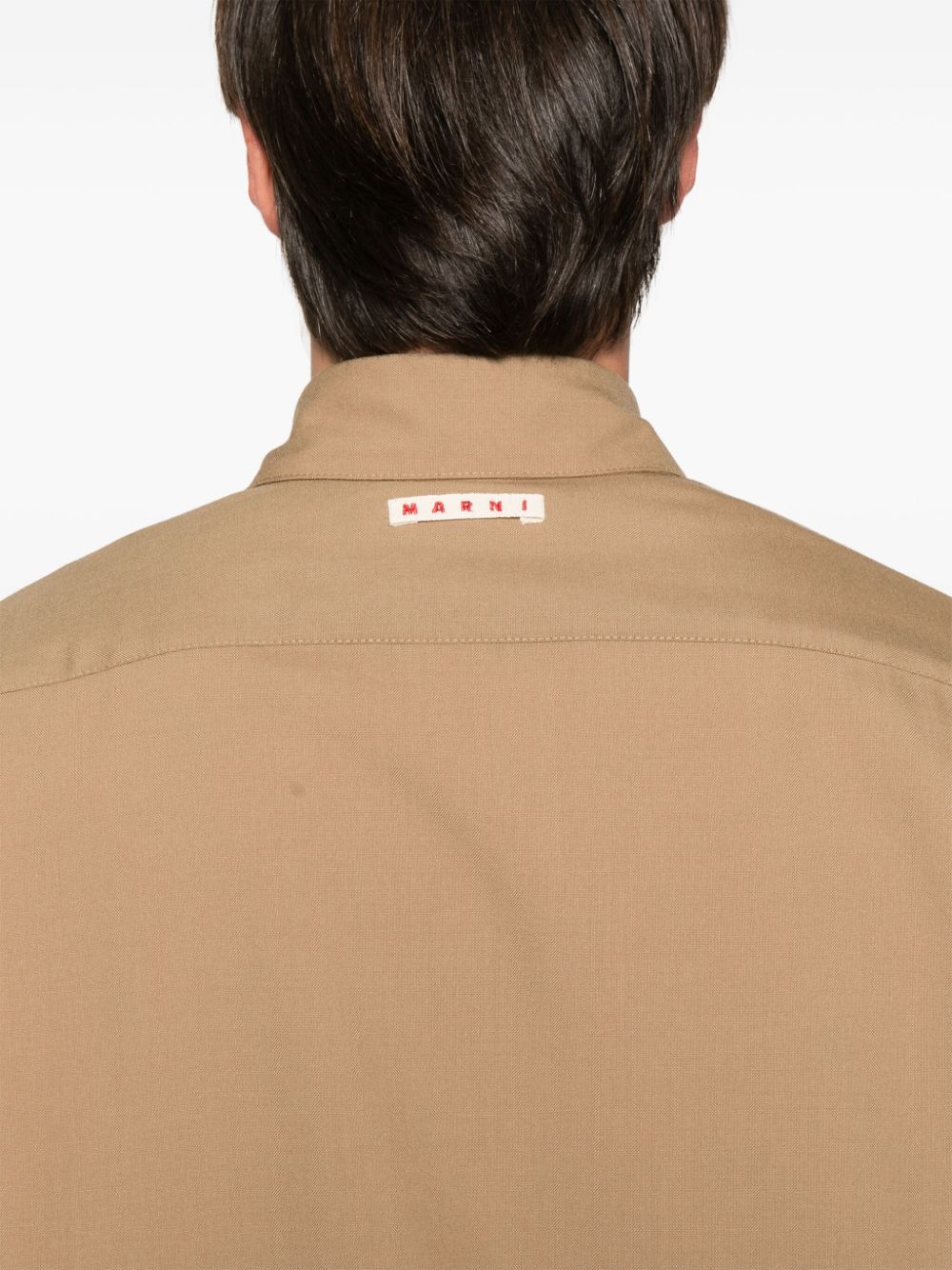 Shop Marni Classic-collar Virgin Wool Shirt In Brown