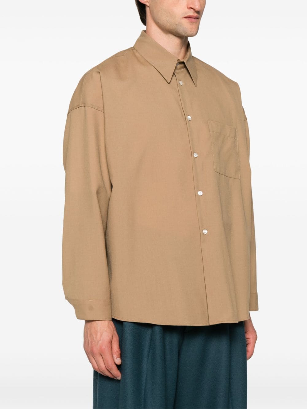 Shop Marni Classic-collar Virgin Wool Shirt In Brown