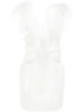 Alessandra Rich feather-trim silk mini dress - White