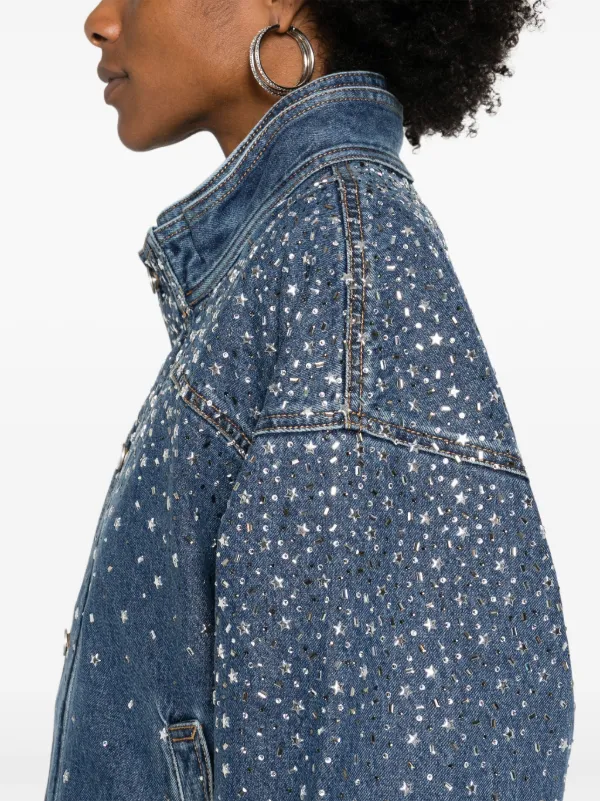 Alessandra Rich crystal-embellished Denim Jacket | Blue