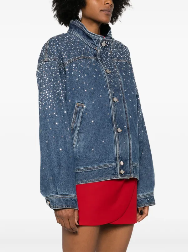 Alessandra Rich crystal-embellished Denim Jacket | Blue