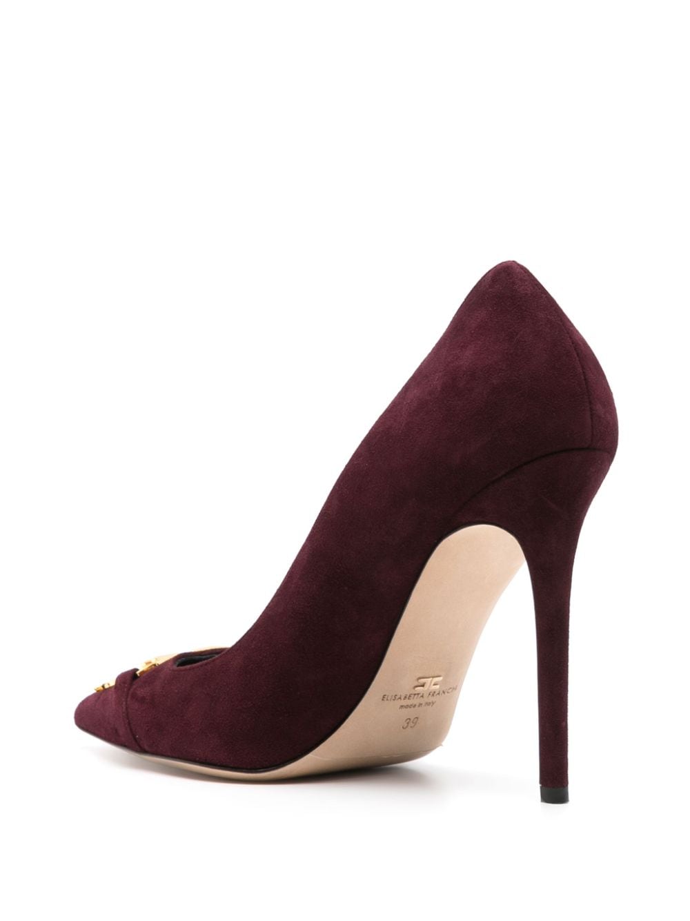 Elisabetta Franchi 105 mm suède pumps met logoplakkaat Paars