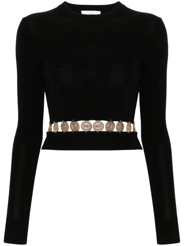 Rabanne Ribbed-knit Studded Top in Black