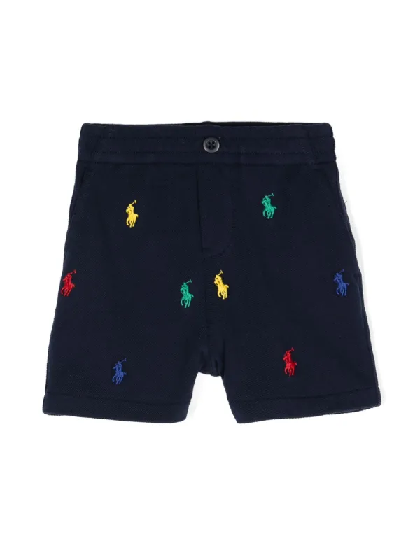 POLO RALPH LAUREN KIDS Polo Pony embroidered Cotton Shorts Blue FARFETCH UK