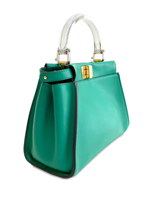 Fendi Pre Owned 2010 2023 Mini Peekaboo Iconic satchel women Calf Leather One Size Green