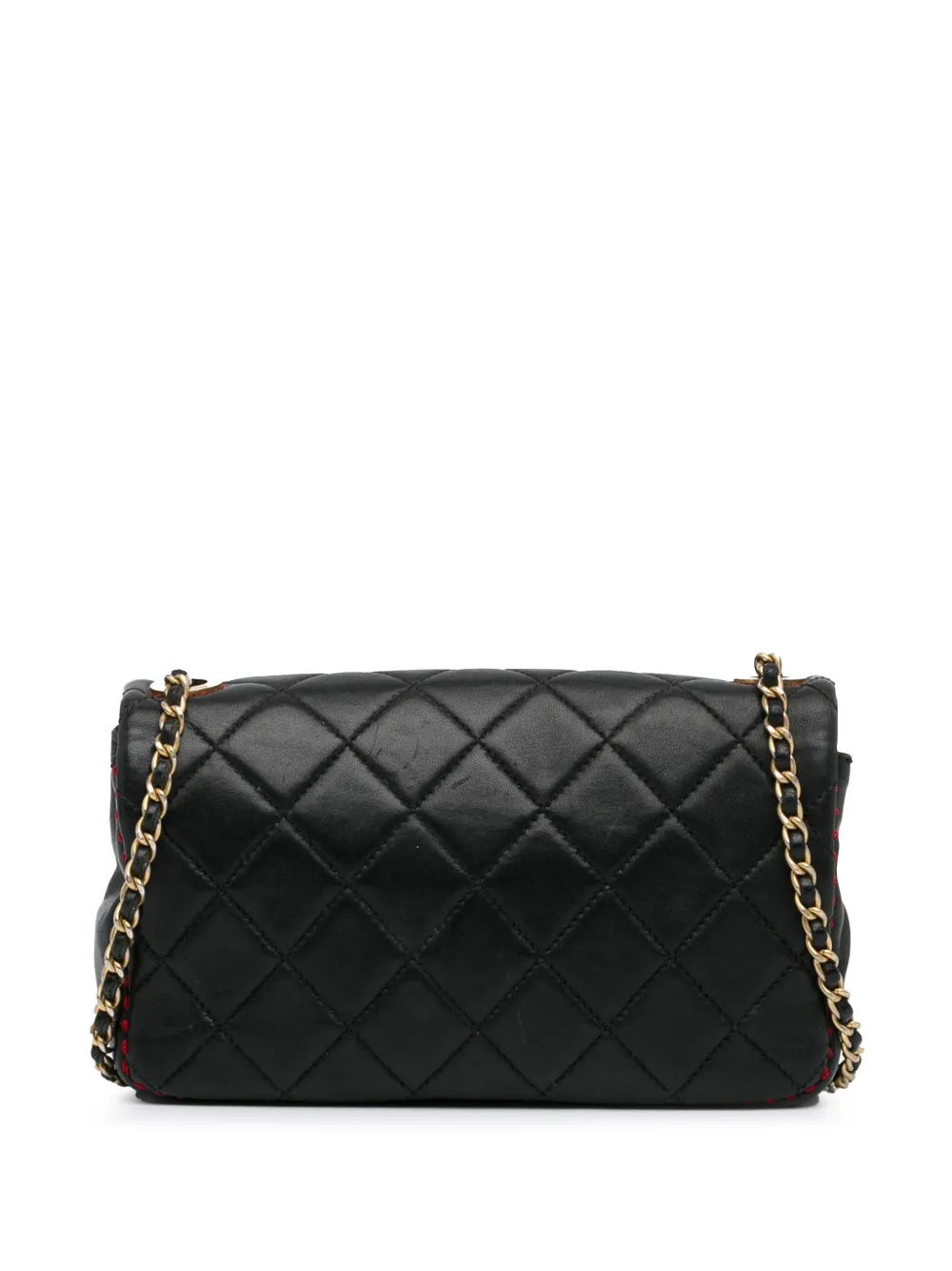 CHANEL Pre-Owned 2016-2017 CC Quilted Lambskin Stitched Single Flap crossbody bag - Zwart
