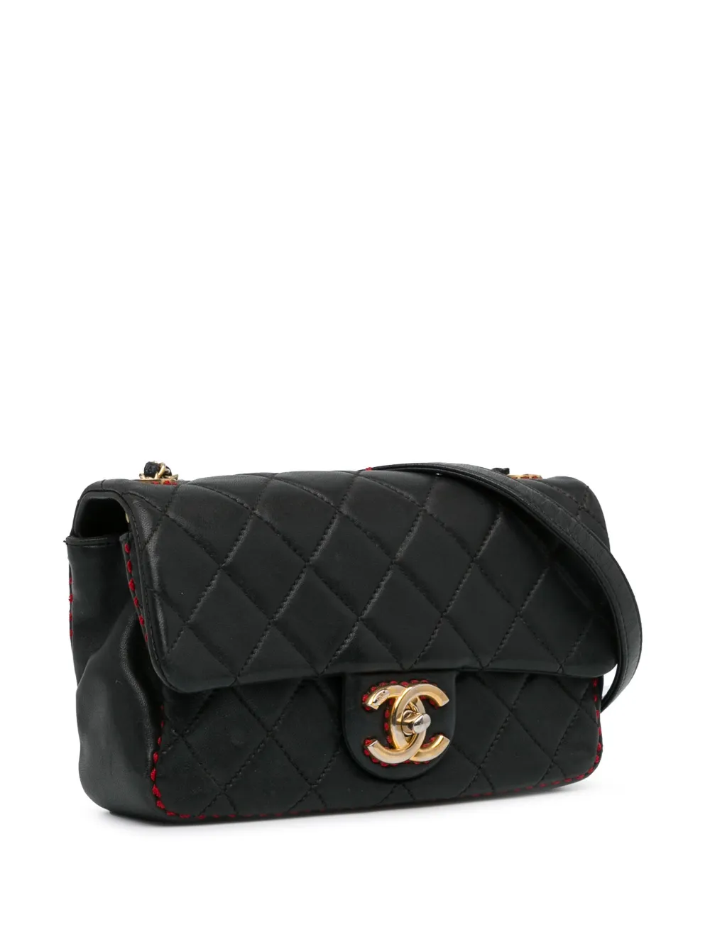 CHANEL Pre Owned 2016 2017 CC Quilted Lambskin Stitched Single Flap Crossbody Bag Black FARFETCH UK