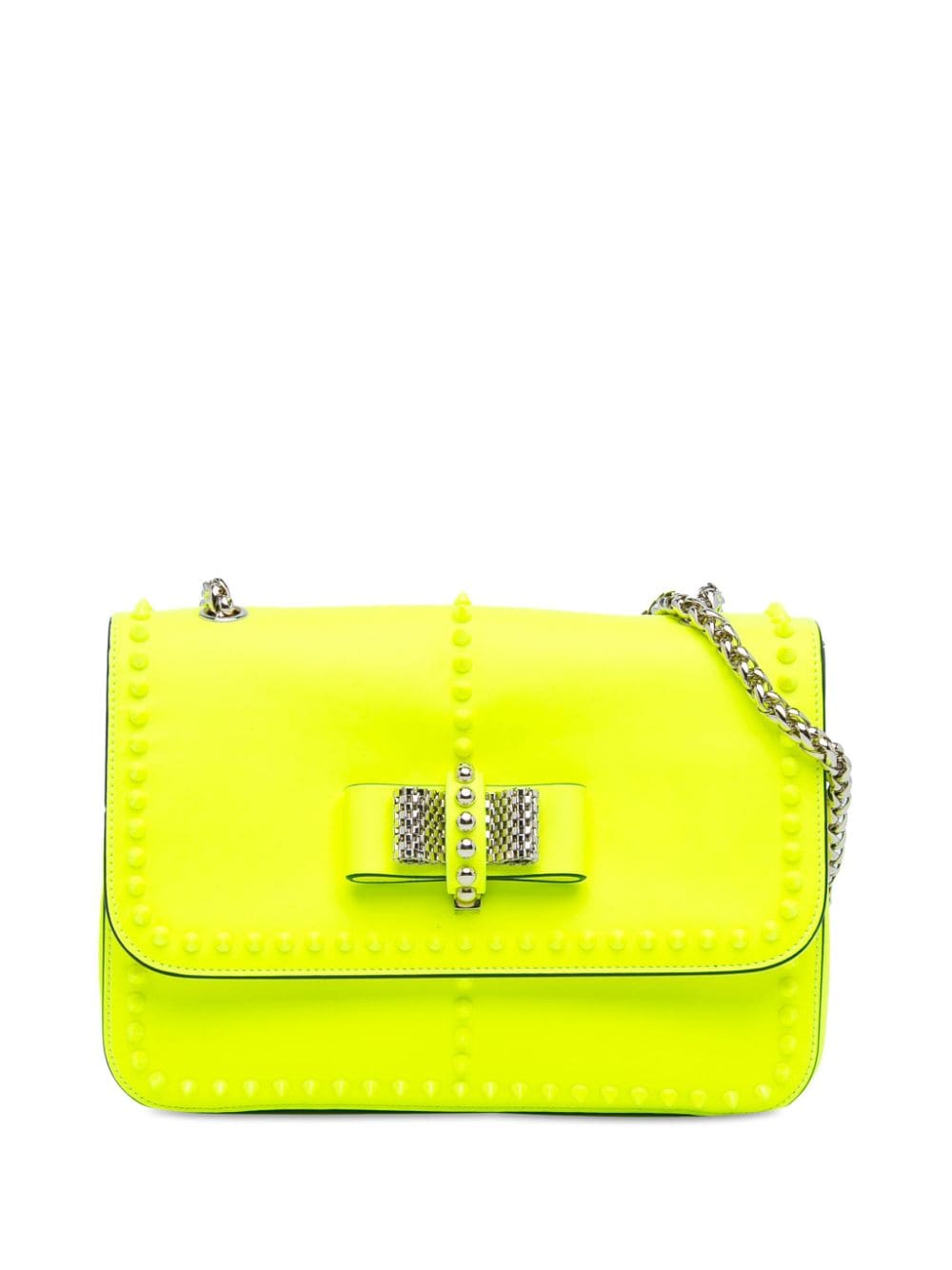 Pre-owned Christian Louboutin 21th Century Small Studded Leather Sweet Charity Shoulder Bag In Yellow