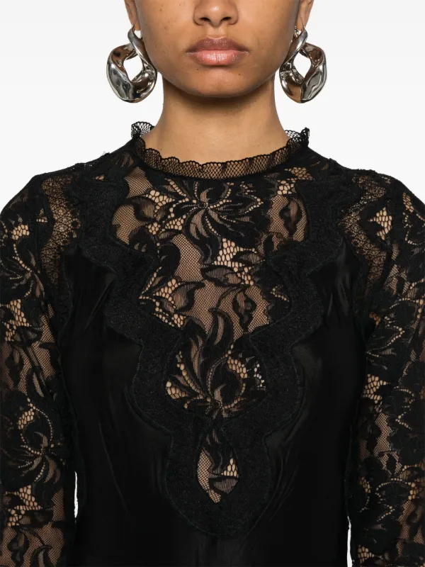 ワンピース Rabanne Floral lace dress Rabanne floral-lace Detail Maxi Dress | Black | FARFETCH