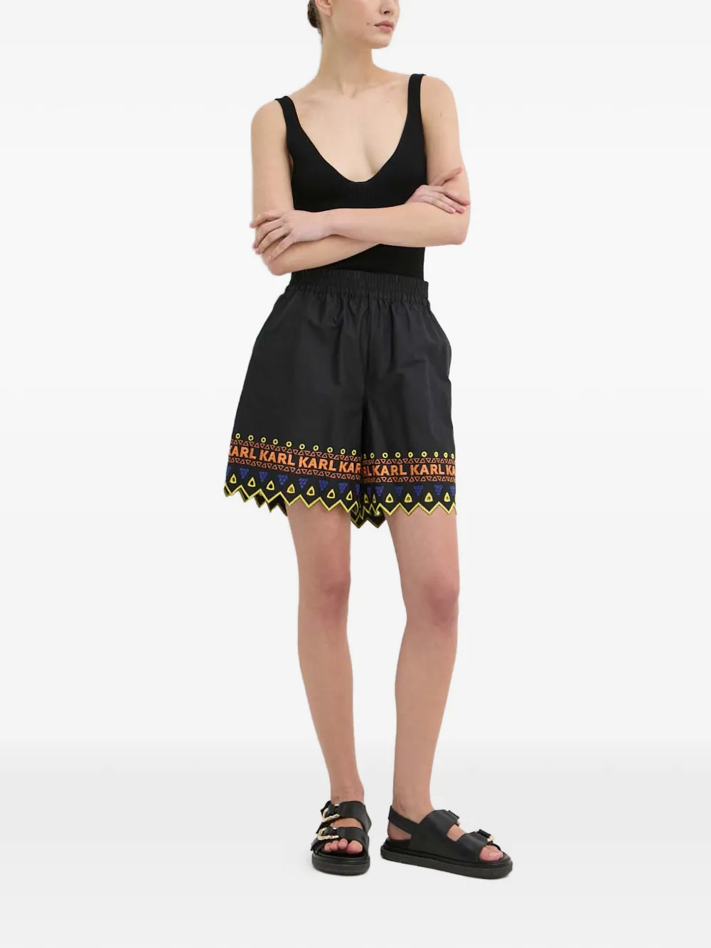 Karl Lagerfeld Logo-trim Shorts - Black 