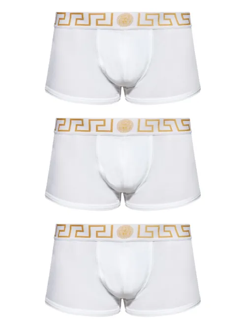 Lot de trois boxers Greca en coton stretch - Versace - Modalova