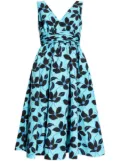 Kate Spade floral-print V-neck midi dress - Blue