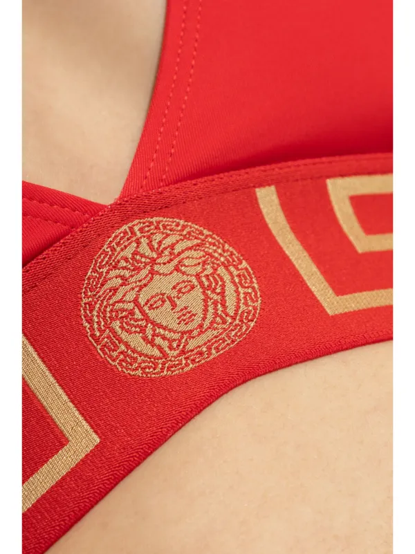 Versace Greca-detail Bikini Top | Red | FARFETCH