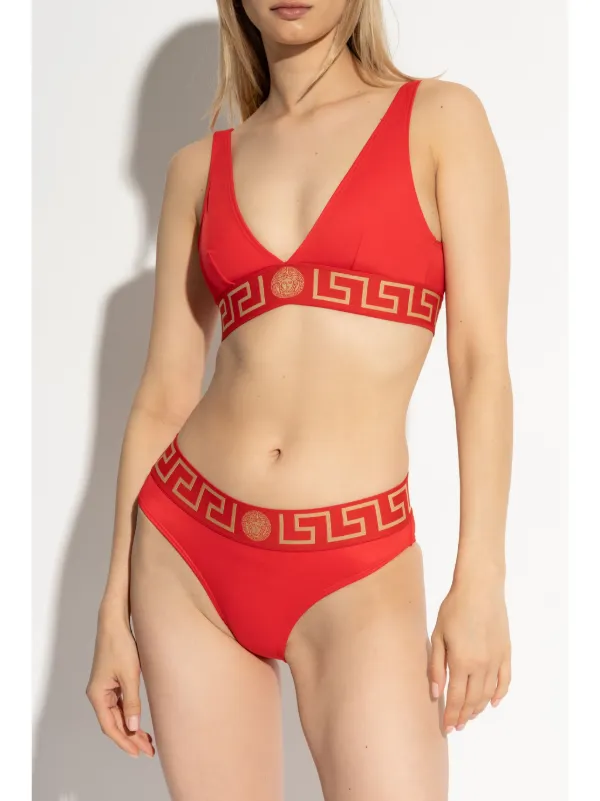 【VERSACE】Greca ライクラ ビキニ トップ☆関税込 VERSACE Greca Logo Bikini Top with strap Versace