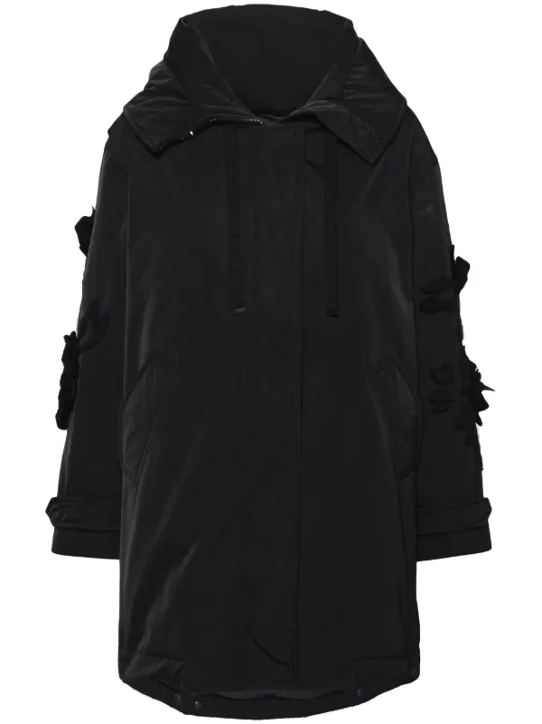 Ermanno Scervino floral-appliqué Puffer Jacket | Black | FARFETCH AO