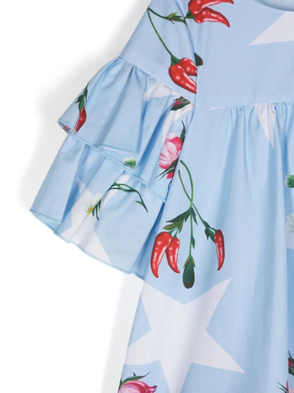 Monnalisa Floral-print Cotton Dress In Blue