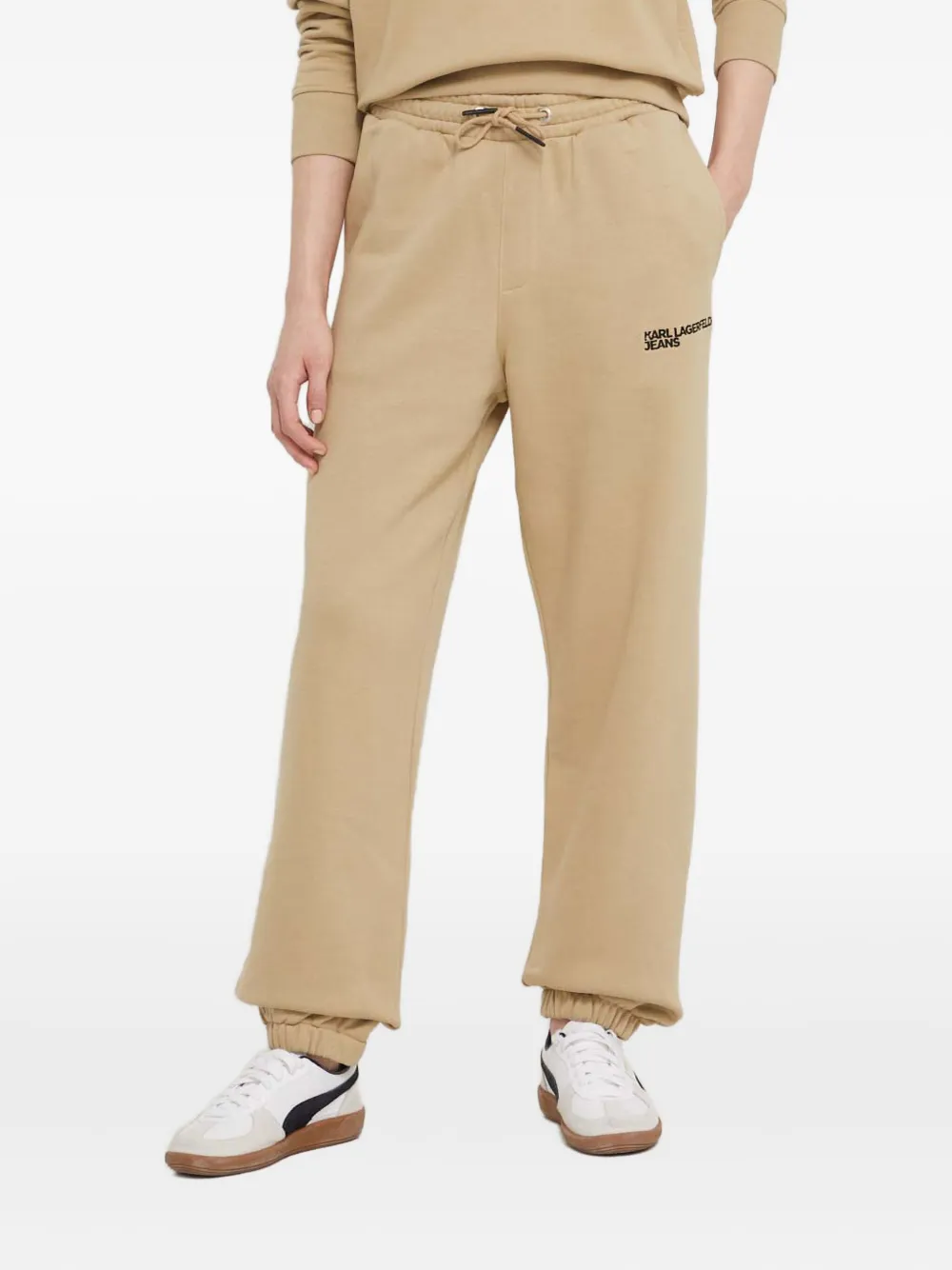 Karl Lagerfeld Jeans Drawstring Logo Track Pants In Brown
