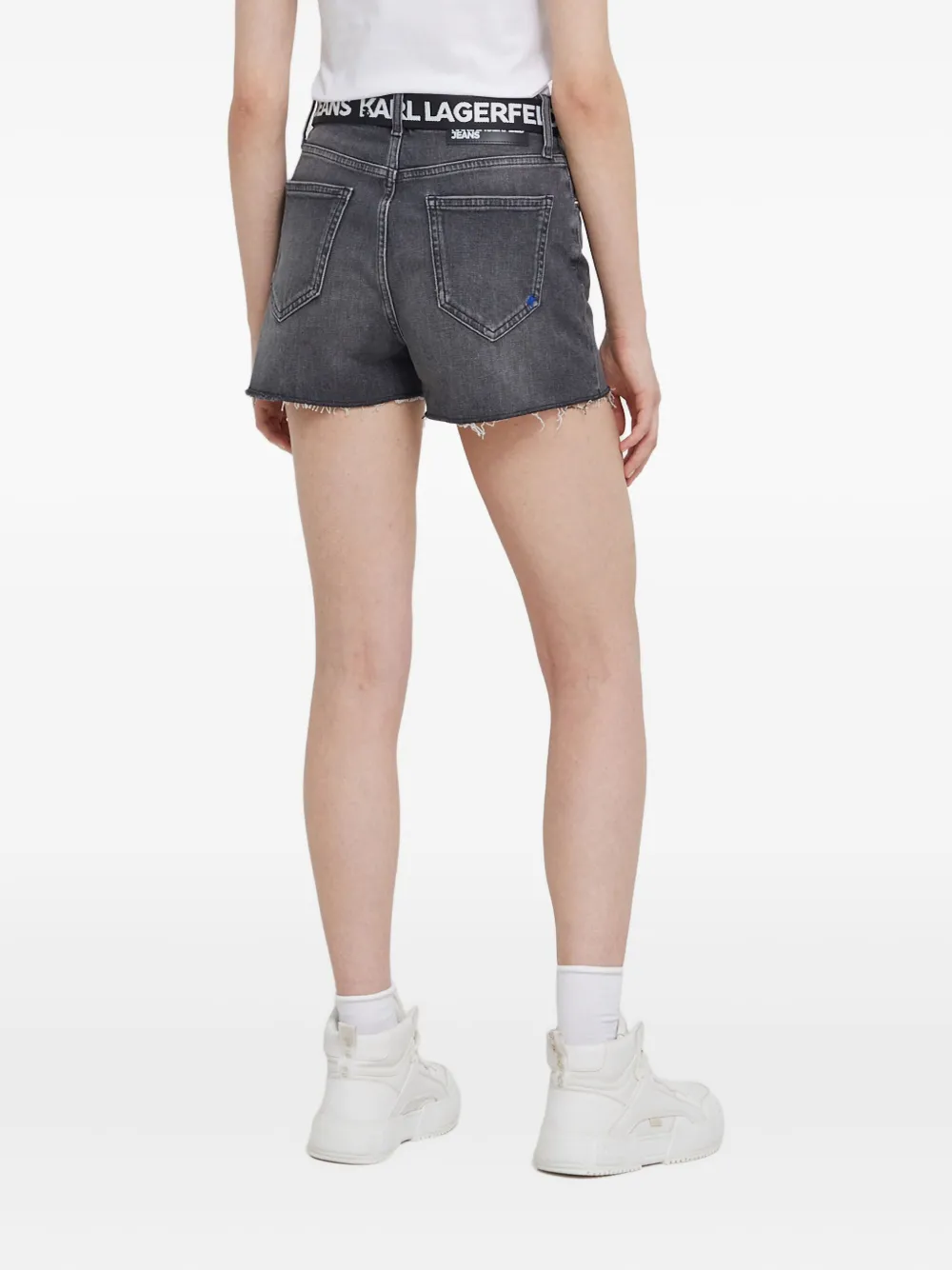 Karl Lagerfeld Jeans Frayed Denim Shorts In Black