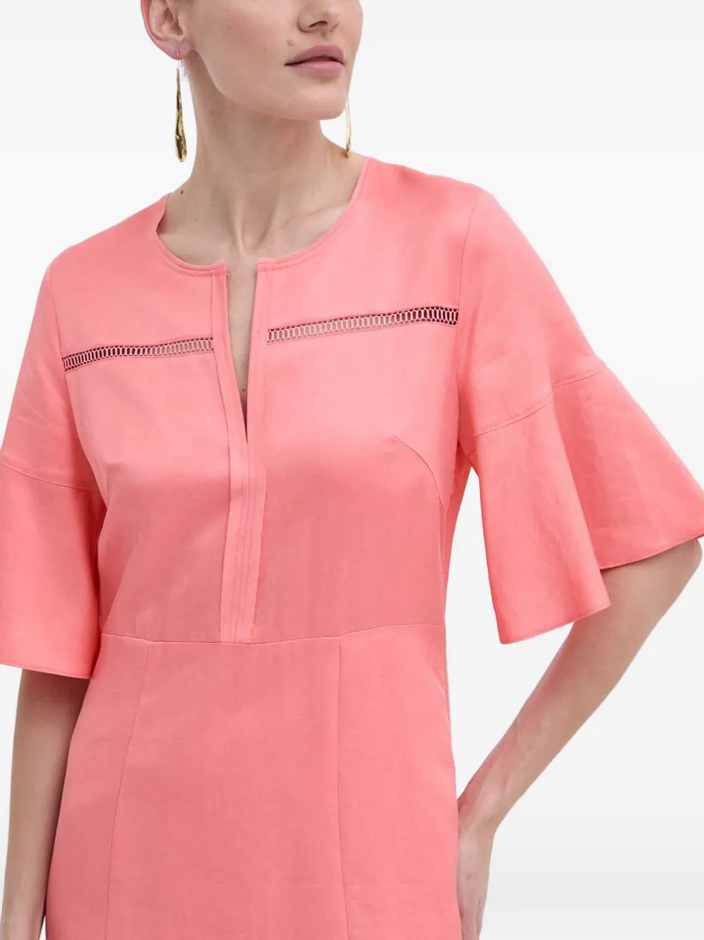 Hugo Boss Bell-sleeve Dress In Pink