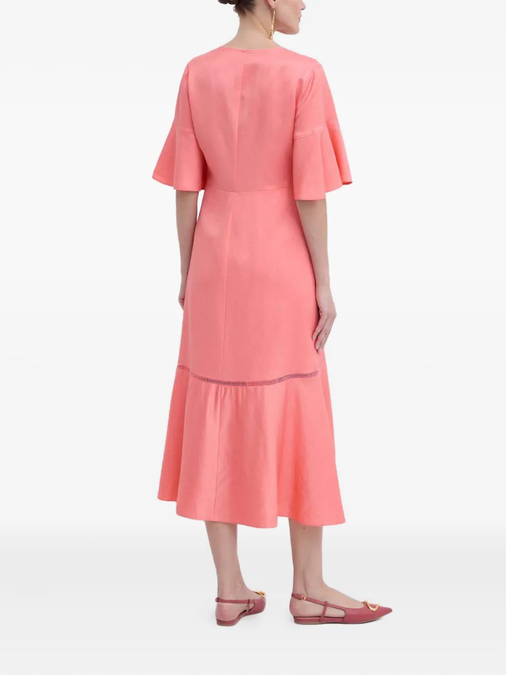 Hugo Boss Bell-sleeve Dress In Pink