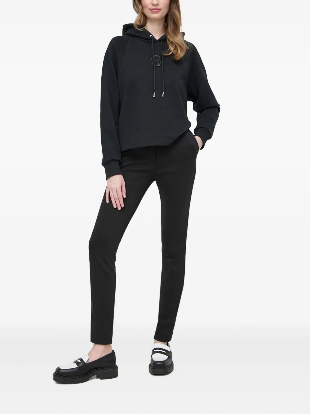 BOSS Hoodie met geborduurd logo - Zwart