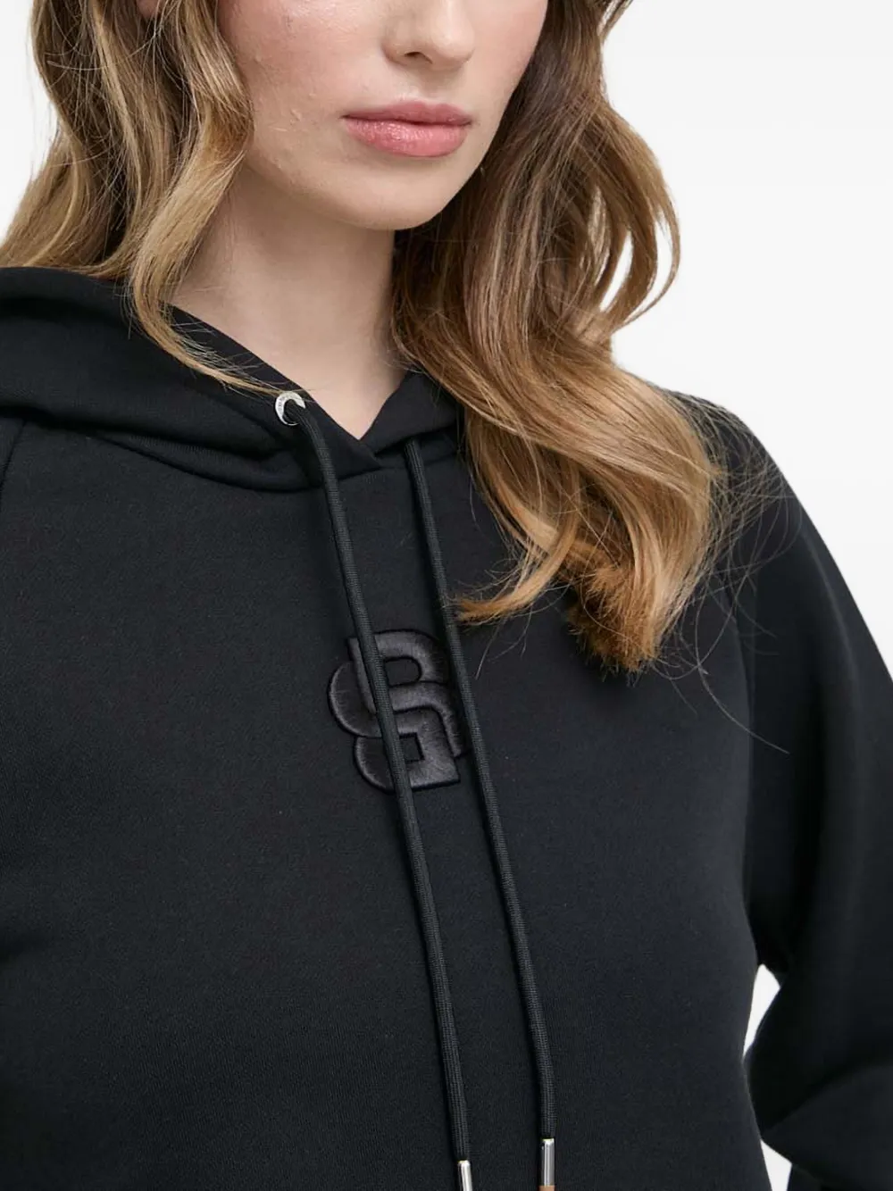 Hugo Boss Logo-embroidered Hoodie In Black