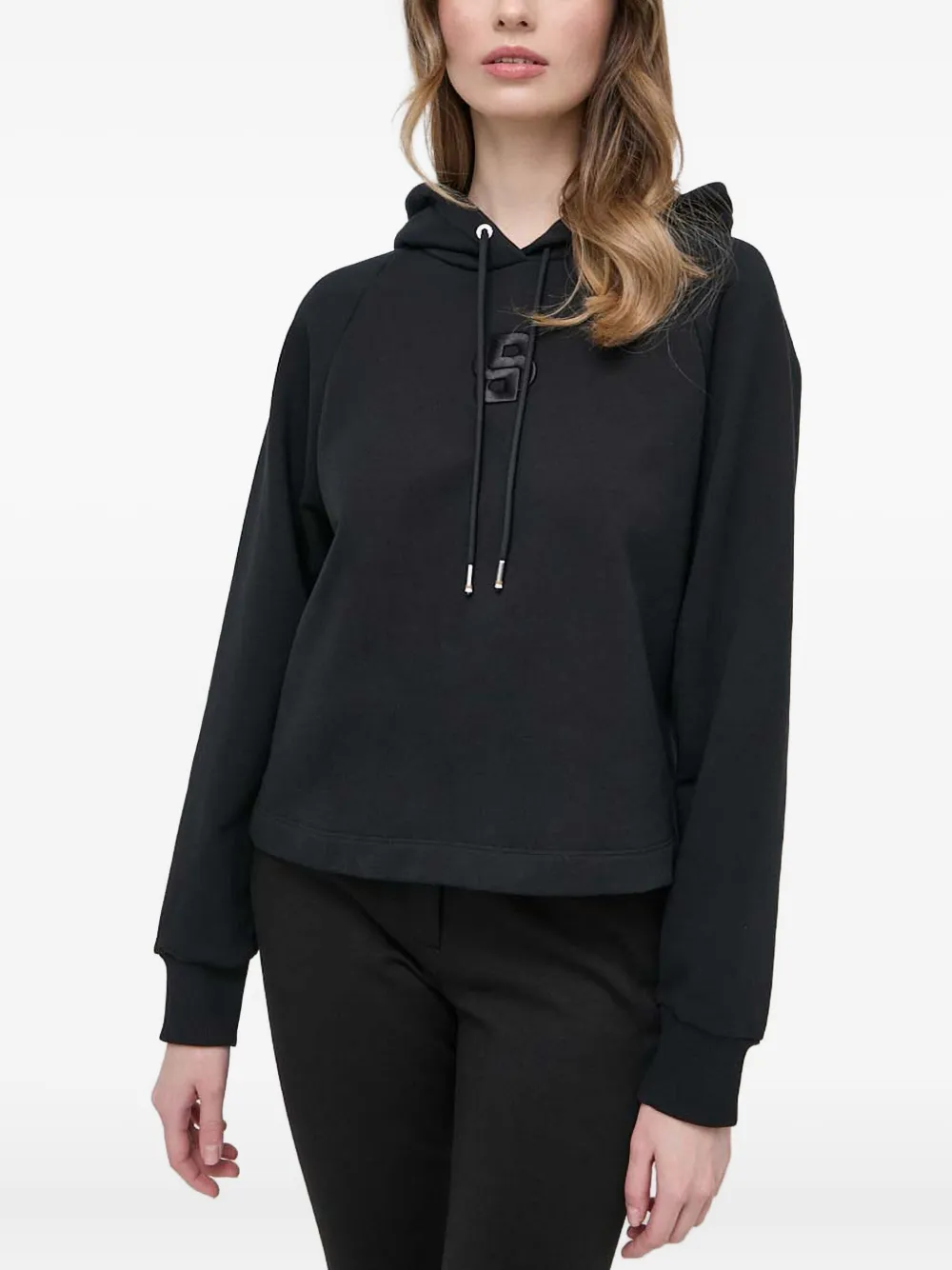 Hugo Boss Logo-embroidered Hoodie In Black