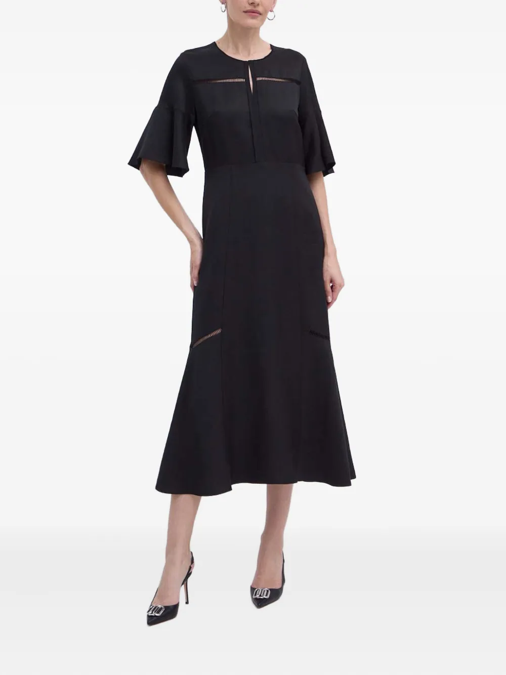 Hugo Boss Flared-sleeve Dress In Black